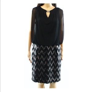 Chelsea Suite Silver Chevron Blouson Dress